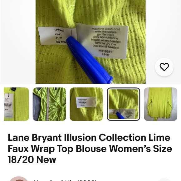 Lane Bryant Illusion Collection Faux Wrap Long Sleeve Blouse Bright Yellow - Picture 3 of 8